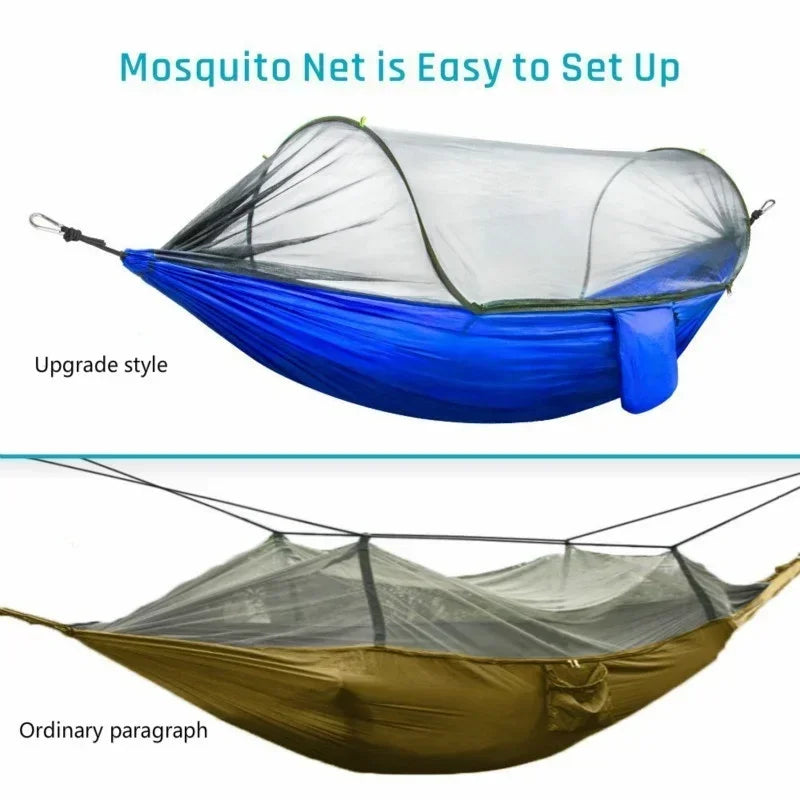 2023 Portable Camping Hammock with Mosquito Net and Pop-Up Light