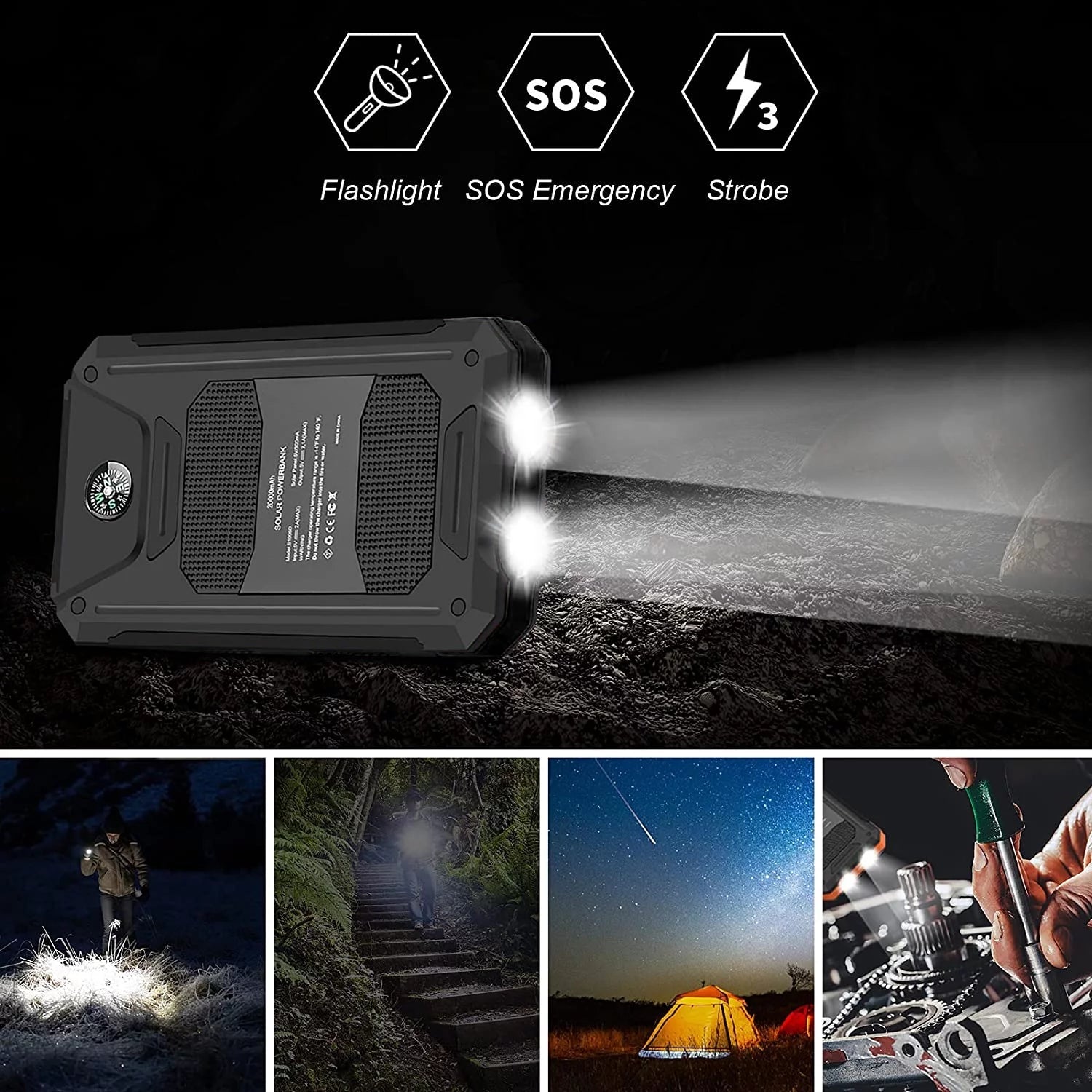 20,000mAh Solar Charger (Black) - Exclusive Availability at -US Store for Genuine Product