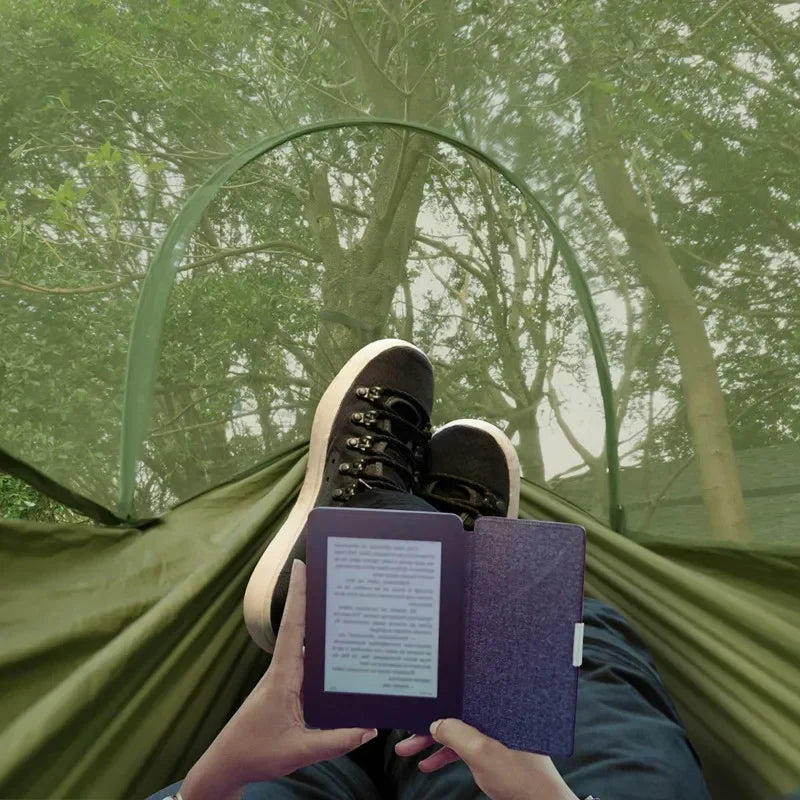 2023 Portable Camping Hammock with Mosquito Net and Pop-Up Light