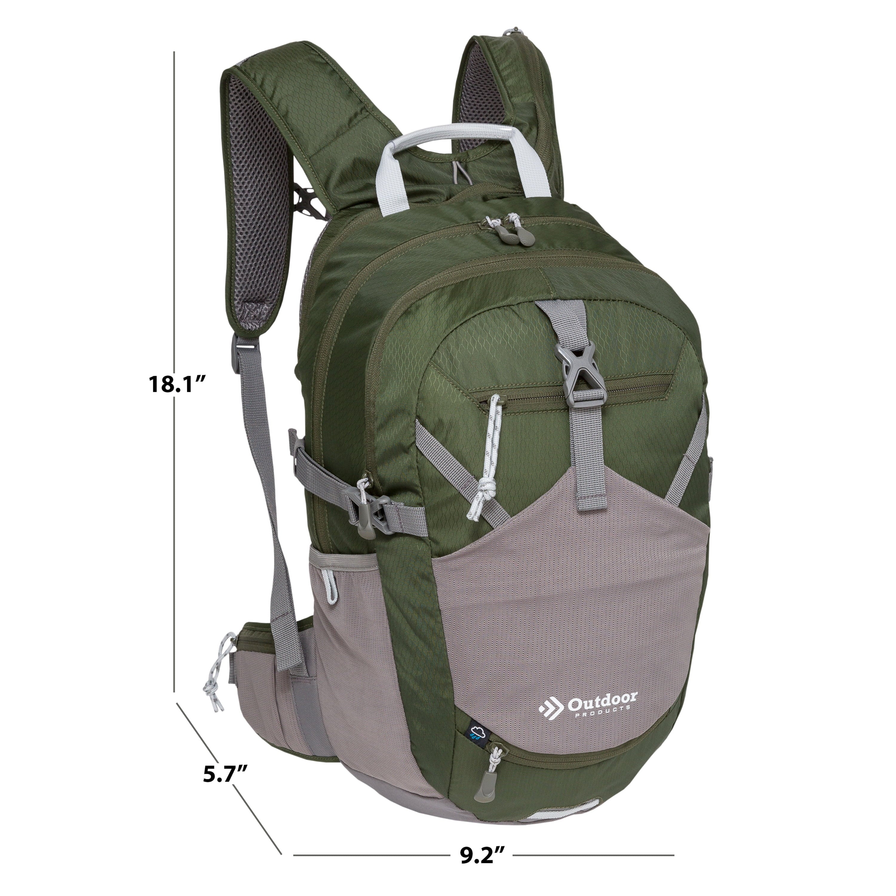 18L Green Hydration Backpack with 3L Reservoir - Unisex Hiking Gear