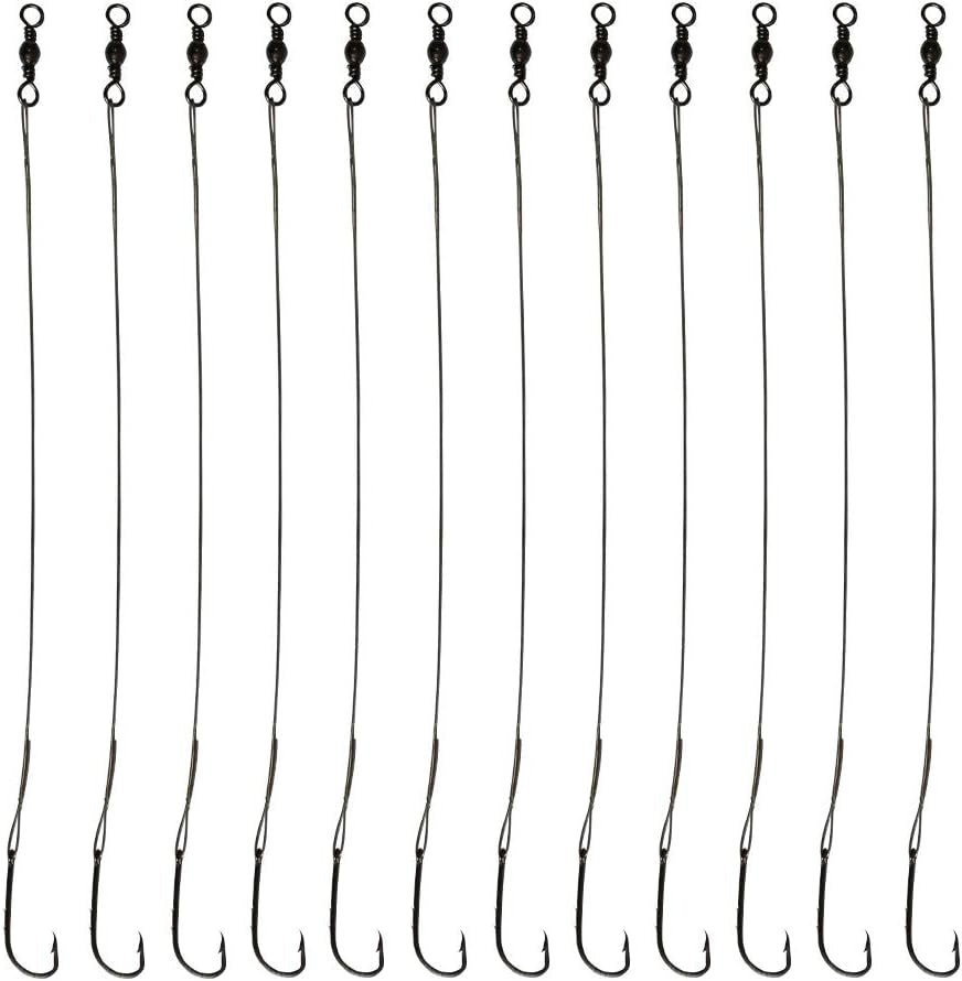20-Piece Wire Leader Hook Rigs with Baitholder Fishing Hook and Nylon Coated Fishing Wire Leader