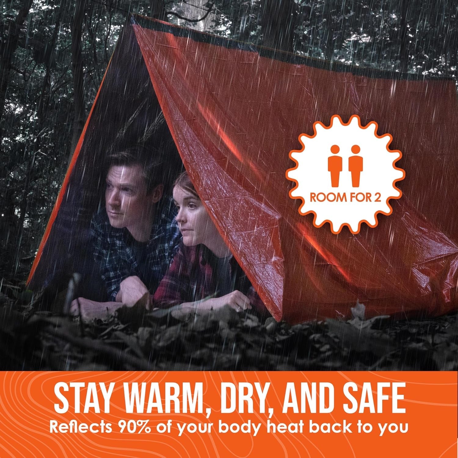 2-Person Mylar Emergency Shelter Tube Tent with Paracord and Emergency Whistle for All-Weather Camping, Hiking, and Survival
